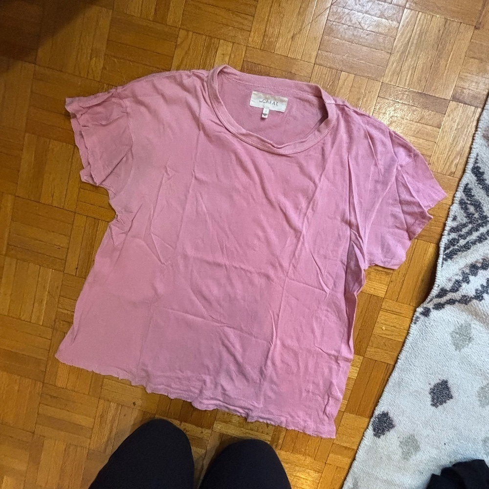 THE GREAT. Pink crewneck tshirt